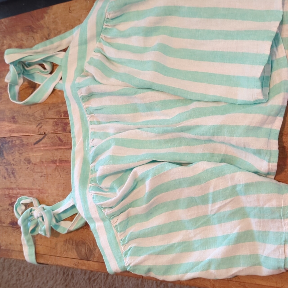 Teal and white crop top